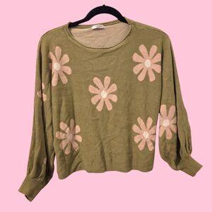 Crop Sweater With Flowy Sleeves